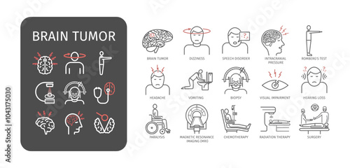 Brain tumor icon. Simple line illustration for medical diagnostics, neurological health, and oncology education.