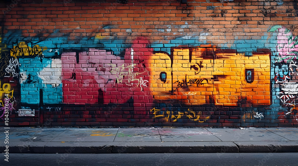Fototapeta premium Graffiti Art on Brick Wall Photography