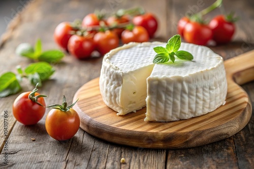 Healthy soft cheese with lifestyle background