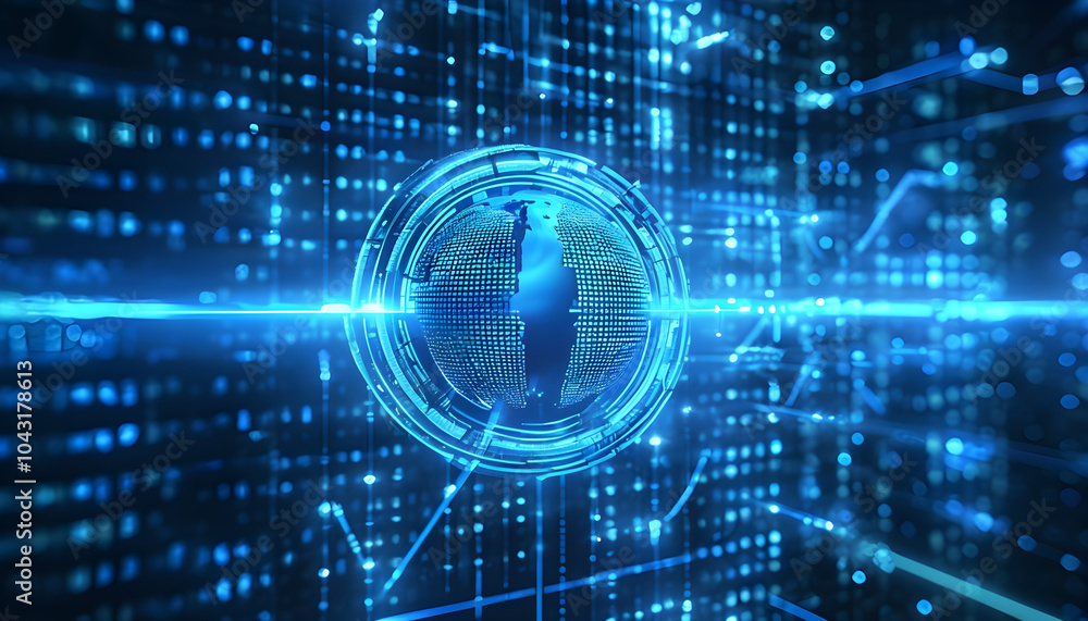 Digital globe with glowing data connections in a futuristic cyber network. Internet Digital globe with glowing data connections in a futuristic cyber network. Internet