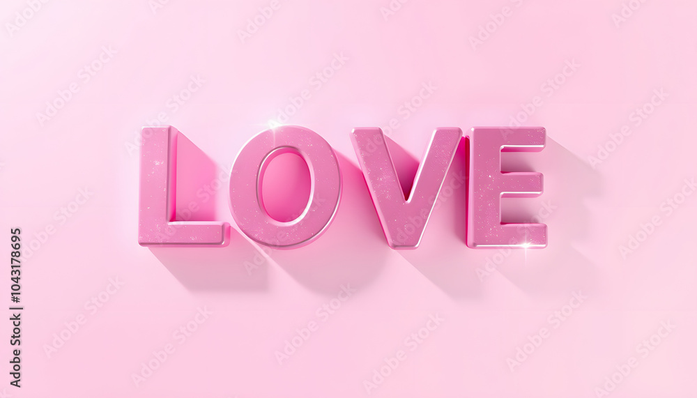 3D illustration of 3d pink love text isolated with white highlights, png 3D illustration of 3d pink love text isolated with white highlights, png