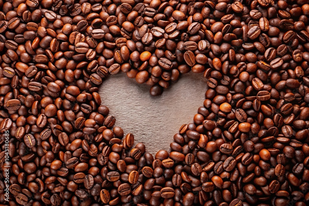 Heart shaped coffee beans forming a tilted angle frame, isolated on white background Heart shaped coffee beans forming a tilted angle frame, isolated on white background