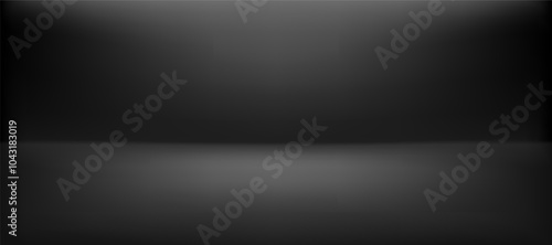 Black gradient studio room vector background illustration. Empty scene background design