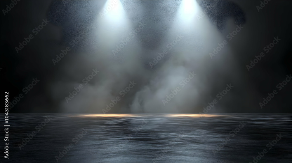 Dark Abstract Background with Fog and Spotlights Dark Abstract Background with Fog and Spotlights