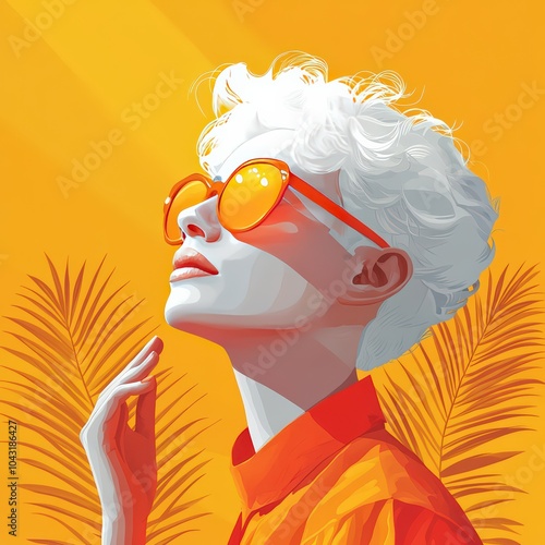 Vector illustration of a person with albinism applying sunscreen