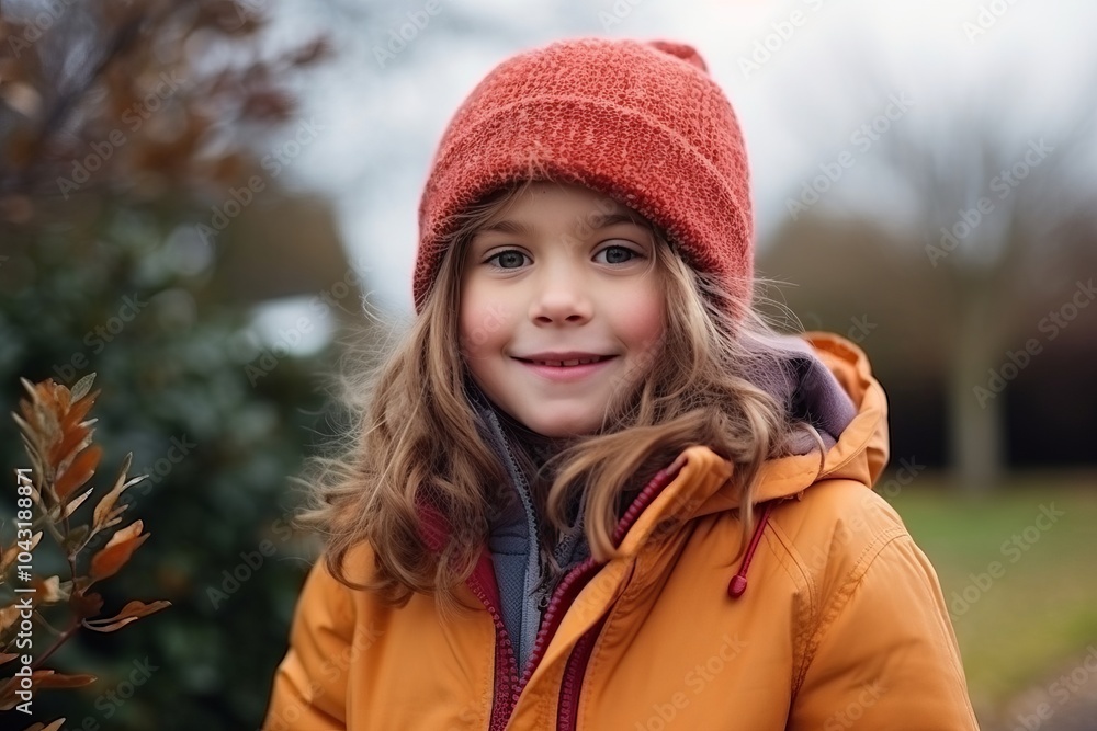 Portrait of a cute little girl in a warm jacket and hat Portrait of a cute little girl in a warm jacket and hat