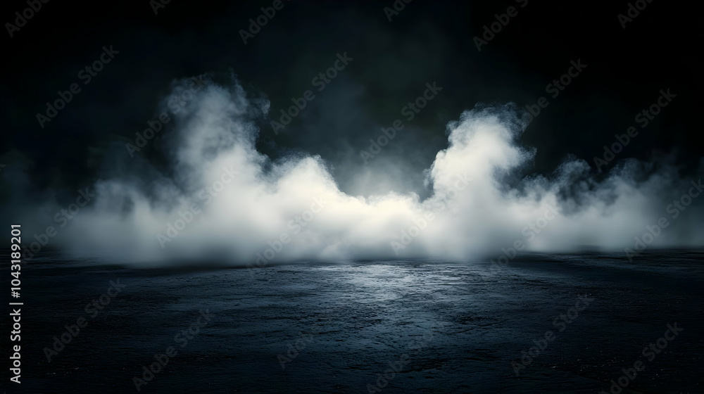 Dark Abstract Background with Fog and Light Dark Abstract Background with Fog and Light