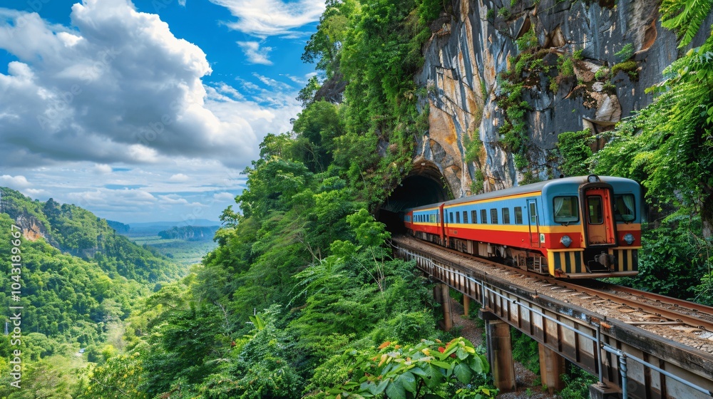 Scenic Train Journey Through Lush Green Nature Scenic Train Journey Through Lush Green Nature