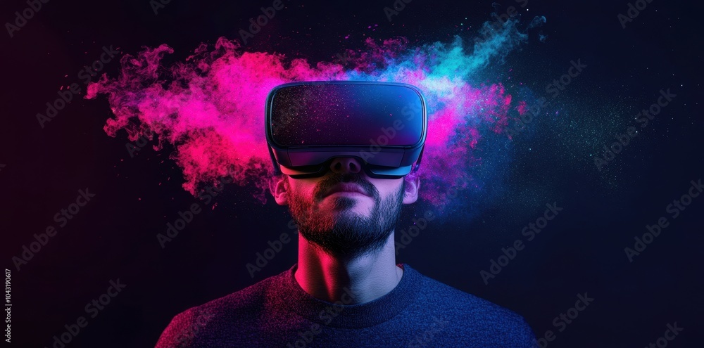 Immersed in Virtual Reality: A Person Experiencing a New Digital World with VR Glasses Immersed in Virtual Reality: A Person Experiencing a New Digital World with VR Glasses