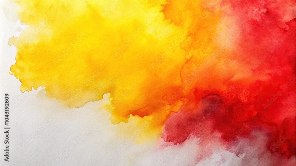 Fototapeta premium High angle abstract yellow red watercolor on white gray background