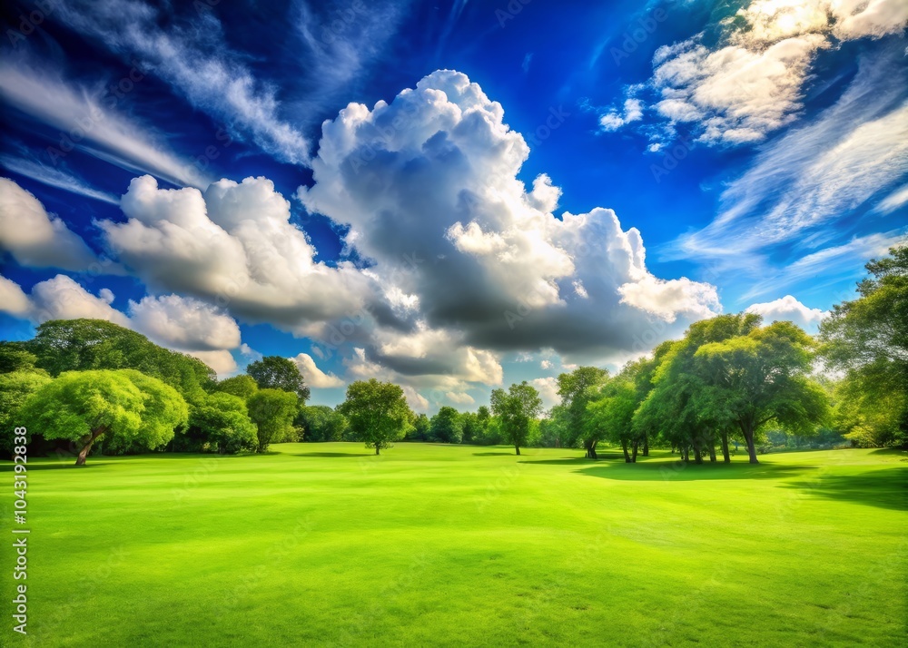 Scenic Green Lawn with Lush Grassy Area Under Bright Blue Sky - Perfect Nature Landscape for Relaxation, Outdoor Activities, and Beautiful Daylight Photography Scenic Green Lawn with Lush Grassy Area Under Bright Blue Sky - Perfect Nature Landscape for Relaxation, Outdoor Activities, and Beautiful Daylight Photography