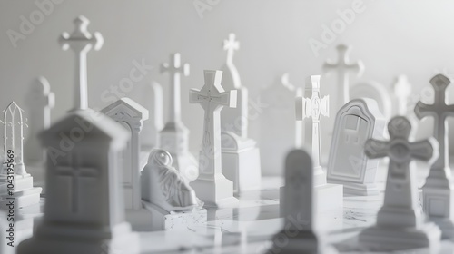 Wallpaper Mural Minimalistic Gravestone Arrangements in a White Studio with Rendering Torontodigital.ca
