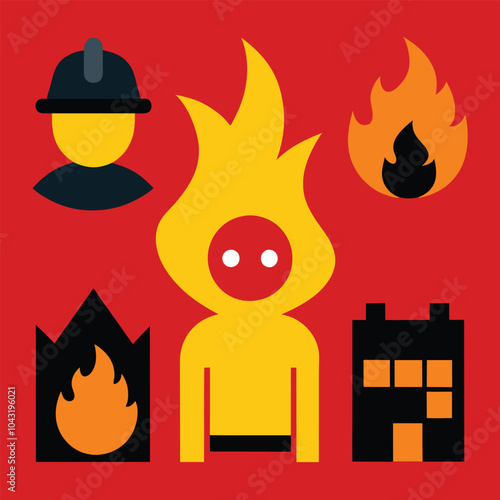 Fire icon vector set. Flame illustration sign collection. firefighters symbol design