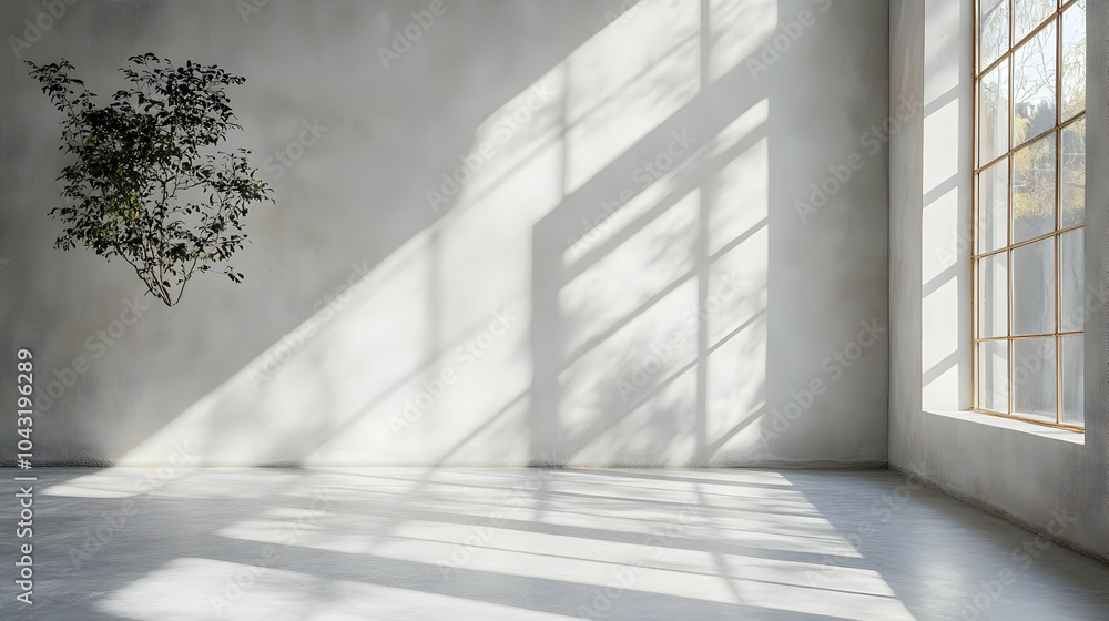 Empty Room With Window and Light Rays Illustration Empty Room With Window and Light Rays Illustration