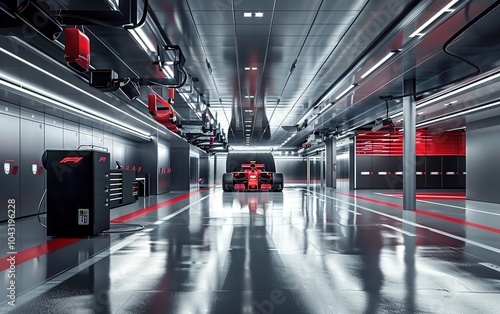 A formula 1 Garage empty, Generative Ai 