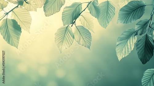 A serene image of green leaves against a soft, blurred background, evoking tranquility.