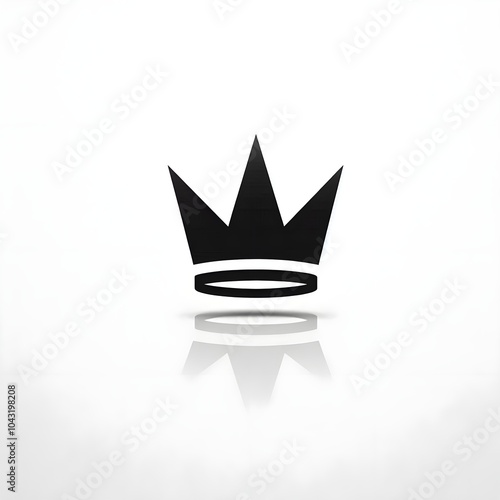 illustration of a icon, premium black crown logo with metallic texture and white background