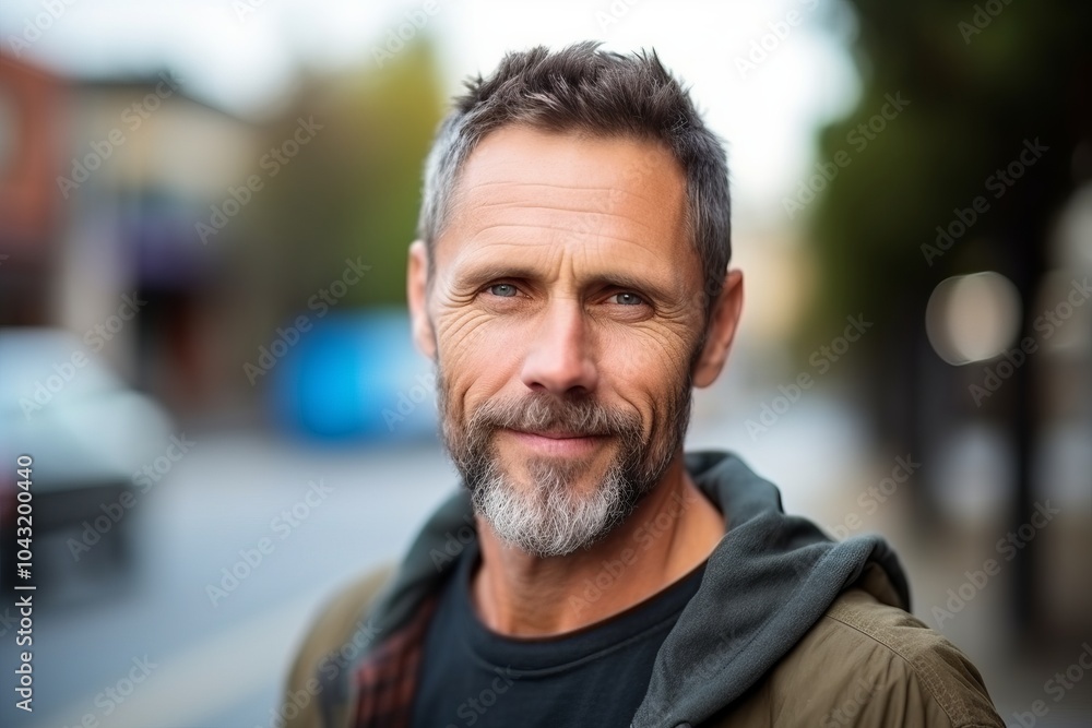 Portrait of a handsome middle-aged man in the street. Portrait of a handsome middle-aged man in the street.