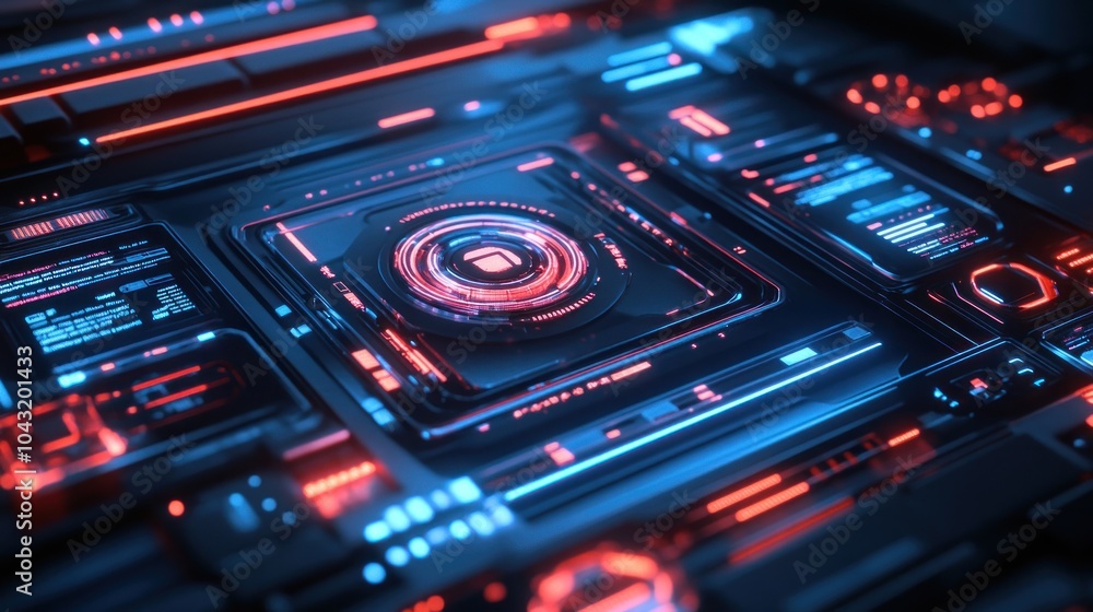 Obraz premium Sci-fi inspired holographic interface elements floating over a transparent background with soft neon highlights