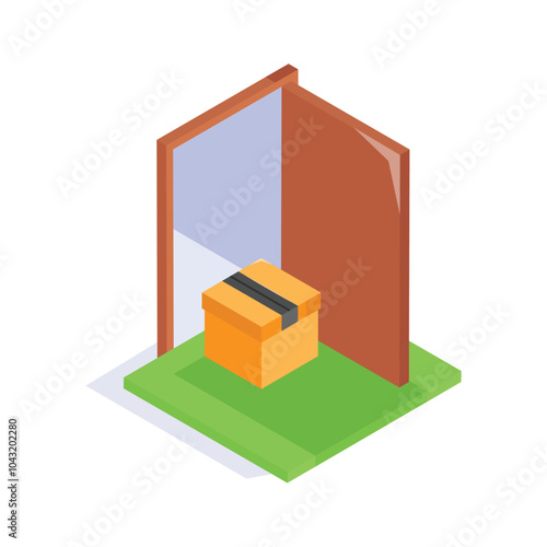 A package delivered at a door, symbolizing home delivery or shipping