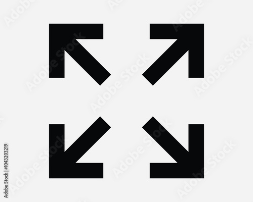 Expansion Expand Zoom In Enlarge Wide Corner Arrow Pointer Increase Stretch Magnify Enhance Full Screen Fullscreen Sign Icon Shape Outline Black White