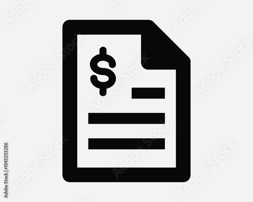 Financial Document Finance Receipt Report Budget Accounting Paper Bill Tax Form Payment Dollar Business Icon Sign Shape Line Outline Black White Vector