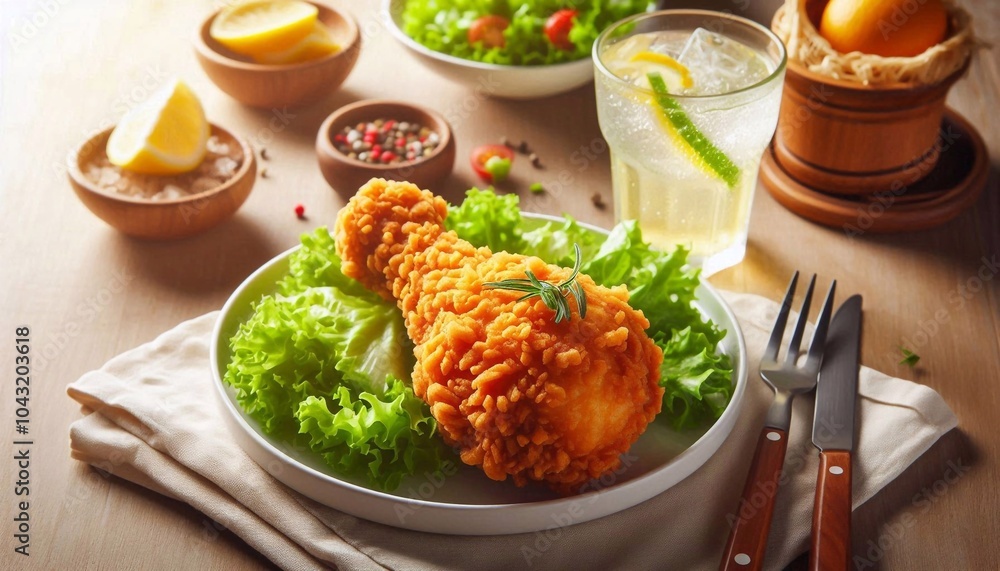 Fried chicken on white background Fried chicken on white background