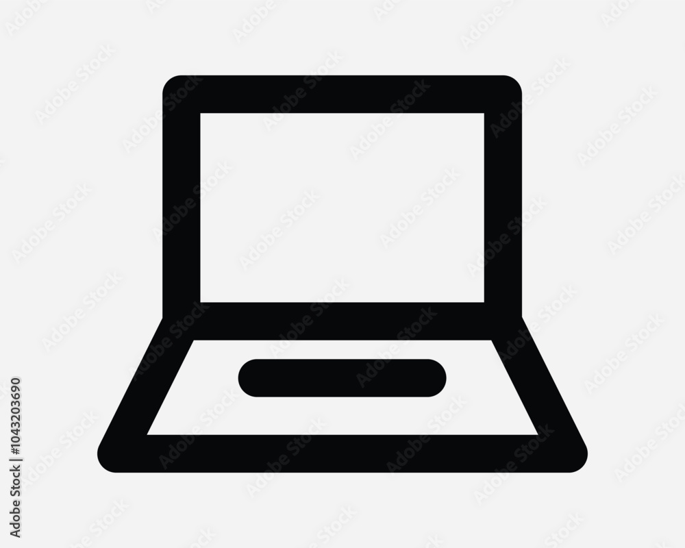 Laptop Computer Notebook Personal Fold Open Work Study Type Monitor Electronic Device Display Screen Flat Sign Icon Shape Outline Black White Vector Laptop Computer Notebook Personal Fold Open Work Study Type Monitor Electronic Device Display Screen Flat Sign Icon Shape Outline Black White Vector
