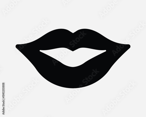 Lips Woman Lip Seduce Sexy Flirt Mouth Open Smile Female Lipstick Lipgloss Sensual Glamour Passion Love Icon Sign Shape Line Outline Black White Vector