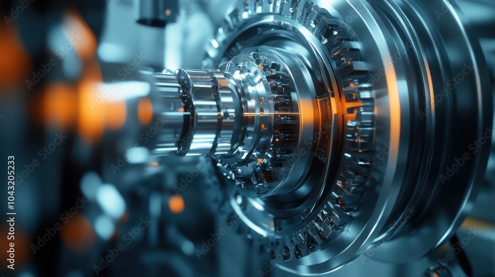 Close-up of a complex metallic gear mechanism with intricate details and reflections. Close-up of a complex metallic gear mechanism with intricate details and reflections.