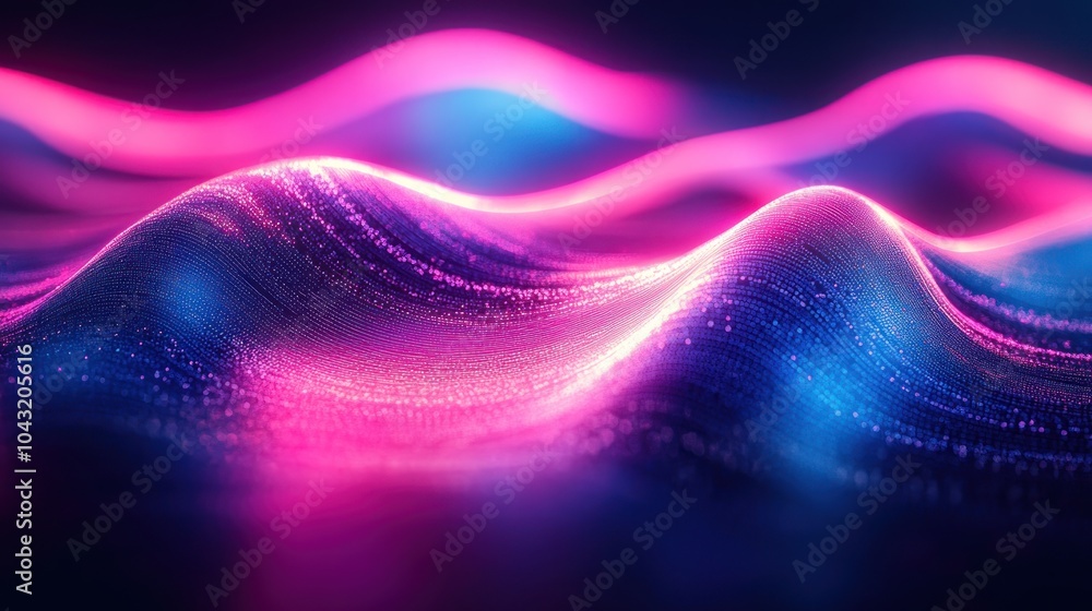 Abstract digital glitch effect with distorted neon lines in vibrant pink, blue, and purple on a dark background Abstract digital glitch effect with distorted neon lines in vibrant pink, blue, and purple on a dark background