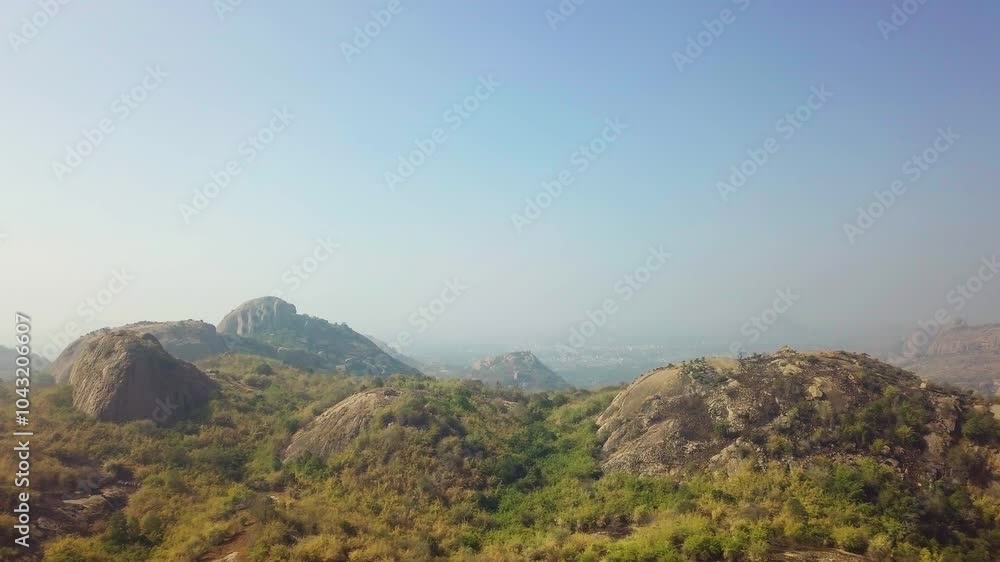 Aerial view of hills near Ramanagara lake in Karnataka, India. Aerial view of hills near Ramanagara lake in Karnataka, India.