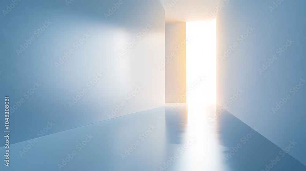 Open Door to New Opportunities: A ray of sunlight streams through an open door in a minimalist, modern setting, symbolizing new beginnings, hope, and potential. Open Door to New Opportunities: A ray of sunlight streams through an open door in a minimalist, modern setting, symbolizing new beginnings, hope, and potential.