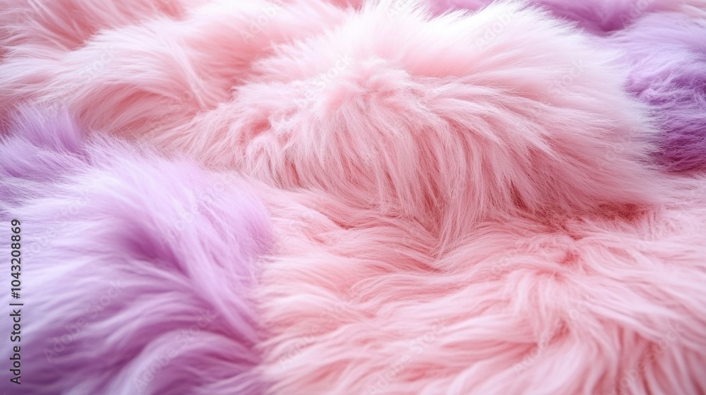 Fluffy pastel-colored fur in shades of pink and lavender, giving a soft and dreamy look Fluffy pastel-colored fur in shades of pink and lavender, giving a soft and dreamy look