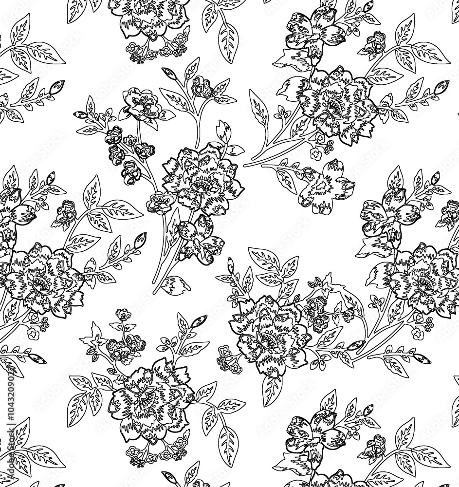 seamless abstract pattern digital illustration wrapping paper with graphic chaotic oriental hand drown colorful elements watercolor paint snowflakes fabric design print winter style