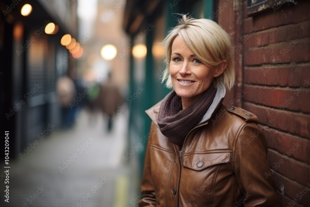 Portrait of a beautiful middle-aged woman in a city street Portrait of a beautiful middle-aged woman in a city street