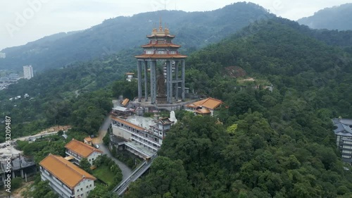 Aerial view of kek lok si temple in George Town hill in Penang island Malaysia photo