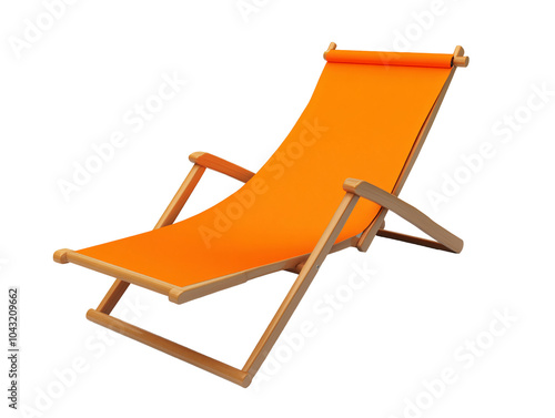 an orange chair with a wooden frame