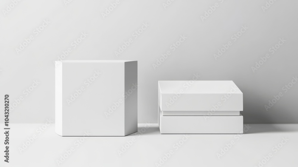 White Paper Box Mockup on Minimalistic Background White Paper Box Mockup on Minimalistic Background