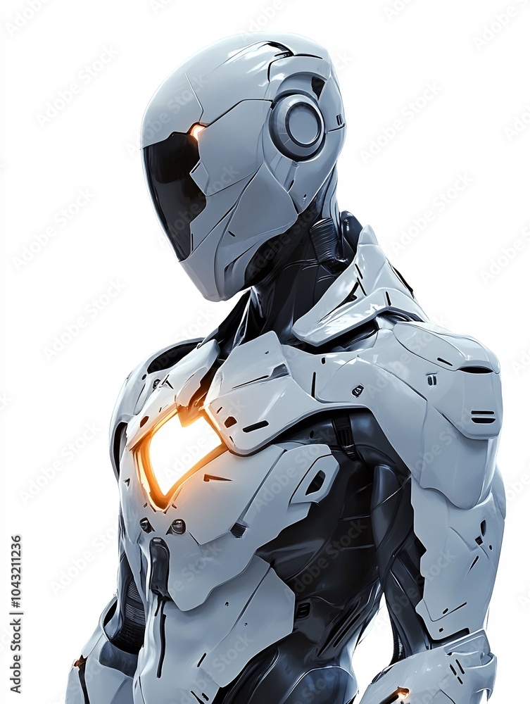 Gaming character man in a futuristic armor suit with muscular upper body on a white background. Gaming character man in a futuristic armor suit with muscular upper body on a white background.