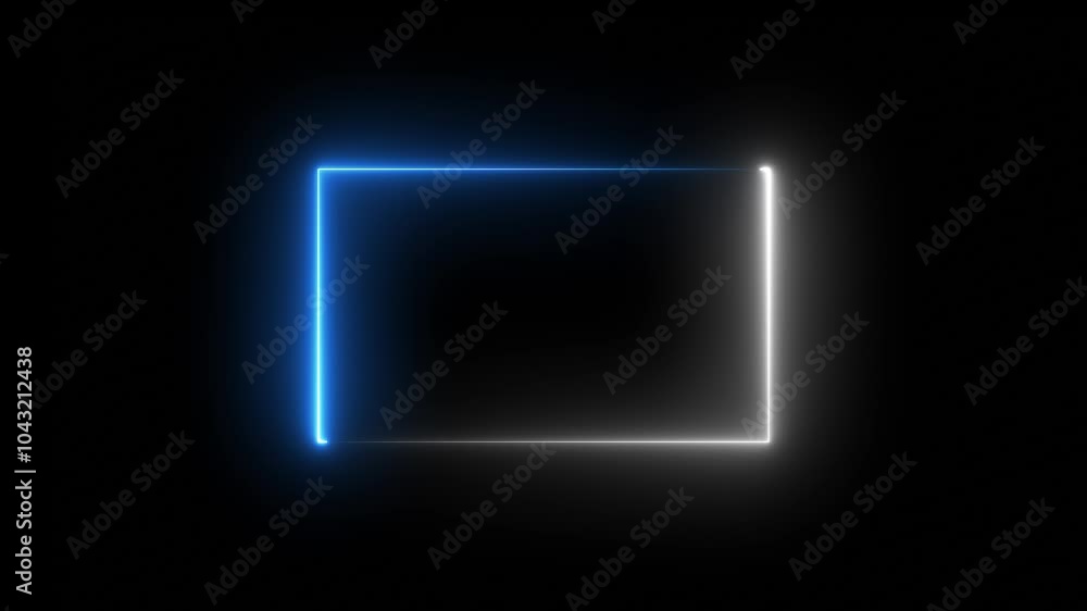 Black background abstract glowing neon rectangle border frame Black background abstract glowing neon rectangle border frame