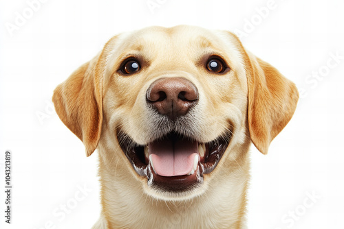 High-Resolution Labrador Retriever Portrait - Happy and Playful Lab with a Bright Smile, Perfect for Pet Photography and Dog Lovers