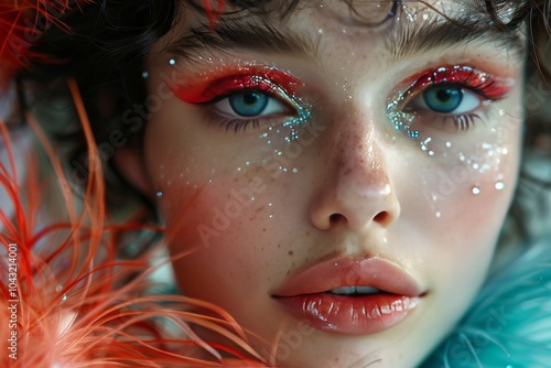 Close-up portrait of a young operetta performer in character