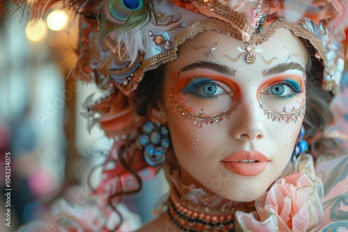 Close-up portrait of an operetta performer in character