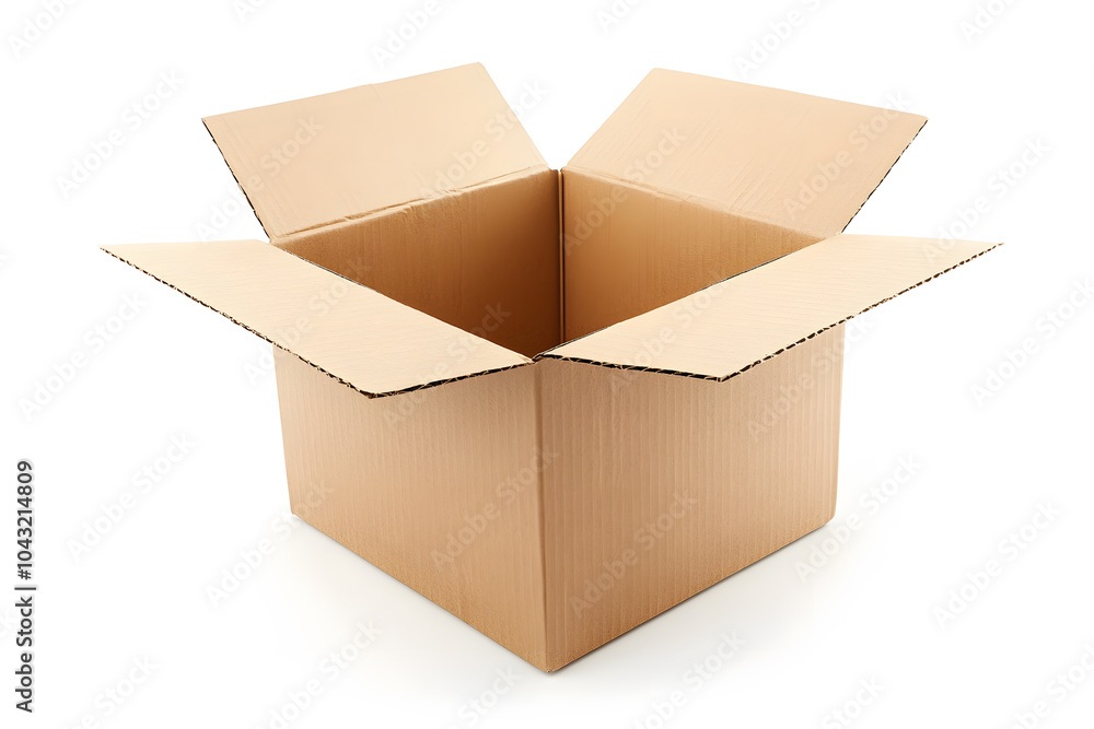 Opened brown cardboard box isolated on white Opened brown cardboard box isolated on white