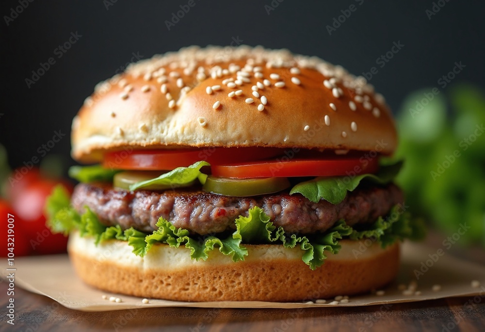 Delicious Vegan Burger with Lab Grown Meat Substitute an Ethical and Sustainable Culinary Delicious Vegan Burger with Lab Grown Meat Substitute an Ethical and Sustainable Culinary