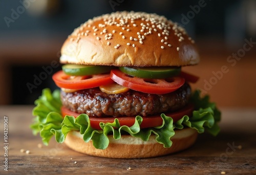 Delicious Vegan Burger with Lab Grown Meat Substitute an Ethical and Sustainable Culinary