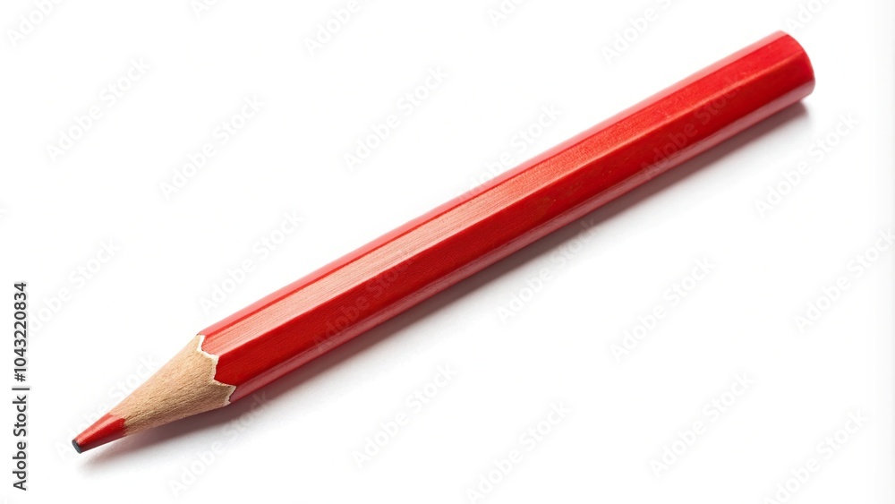 High angle red pencil isolated on white background High angle red pencil isolated on white background