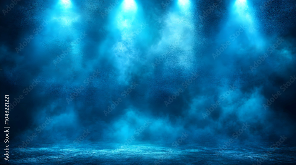 Blue Foggy Background With Spotlight