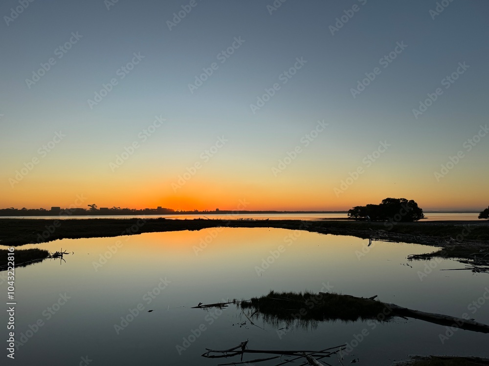 Fototapeta premium sunset over the river